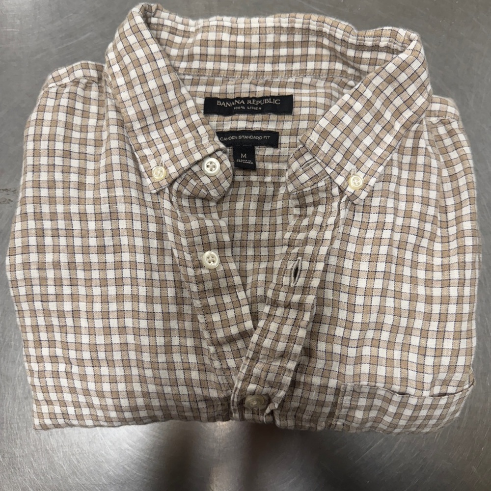 Banana Republic Men's Brown Checkered Shirt
